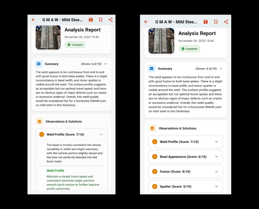 Analysis of weld output quality using AI with summary and detailed report Analysis of weld output quality using AI with summary and detailed report