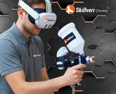 virtual reality and mixed reality (VR & MR) collision repair spray painting simulator from skillveri - effective training for multiple spray painting processes.